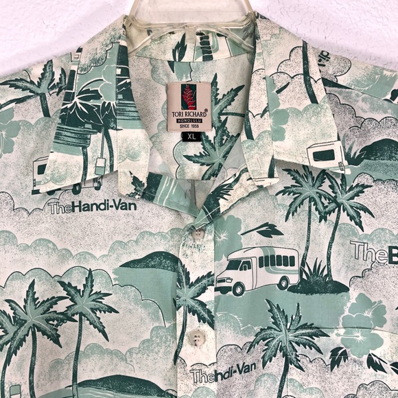 Authentic Tori Richard Honolulu Men’s Shirt Green - Picture 2 of 6